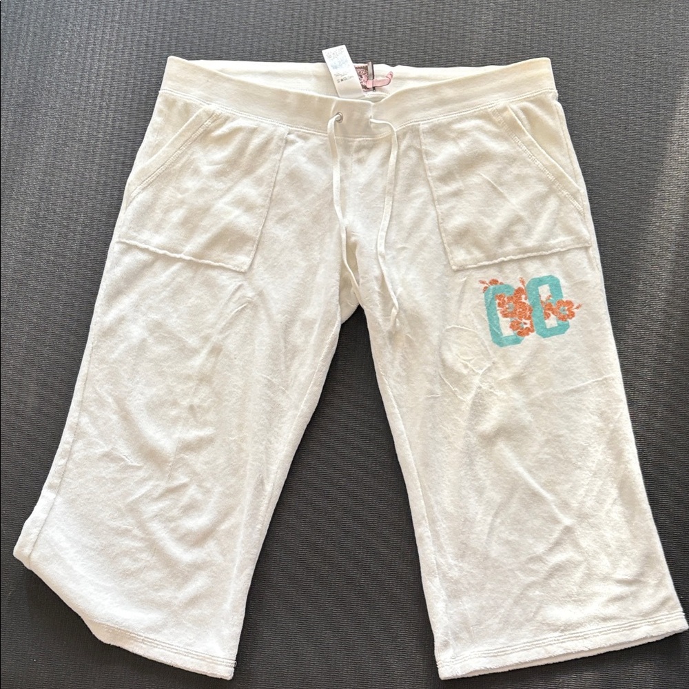 Juicy White Terry Cloth Capri Pants